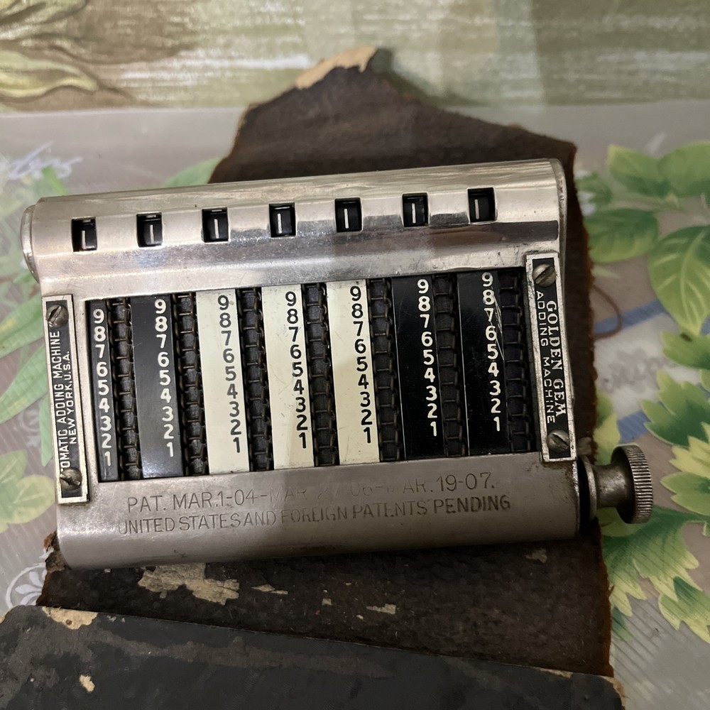 Antique GOLDEN GEM 4 ¾” Automatic Adding Machine NY Pocket Size c. 1907: Working