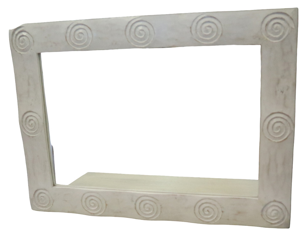 Handcrafted Solid Wood Mirror 60x80 Cm – Carved Frame 9 Cm With Sp