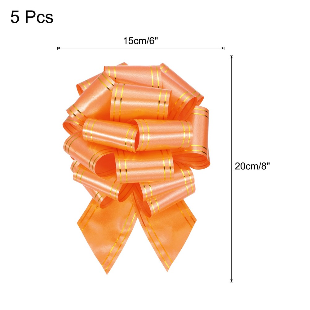 5pcs 6" Large Pull Bow Metallic Orange Gift Wrapping Bows with Gold Edge