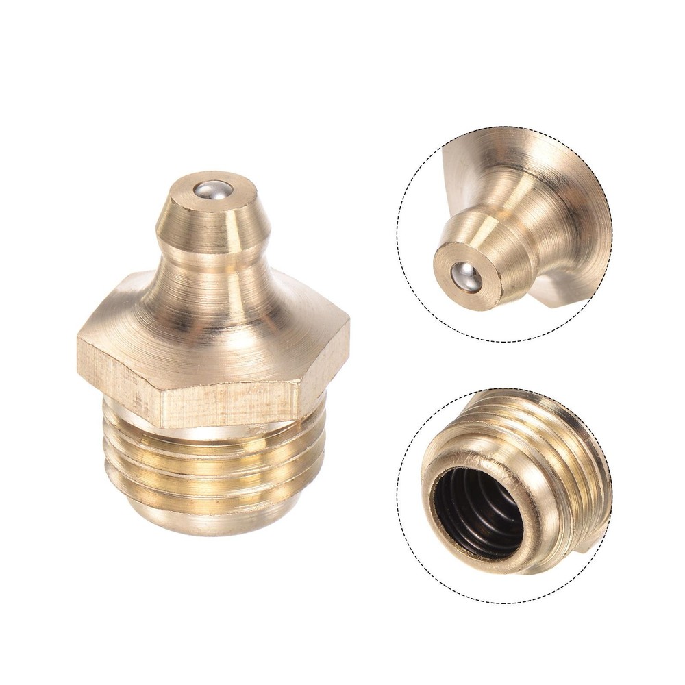 5Pcs Brass Straight Hydraulic Grease Fitting G1/4 Thread 14mm Width