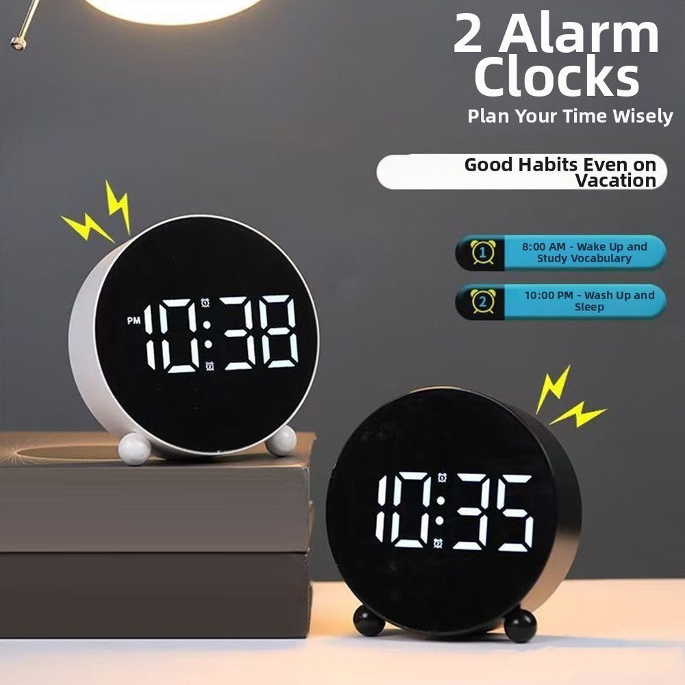 LED Clock with Dual Alarm Function Silent Running and Memory Retention