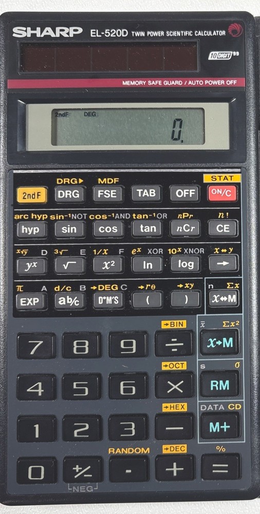 Vintage Sharp EL-520d  Programmable Scientific Calculator w/ Case - Working