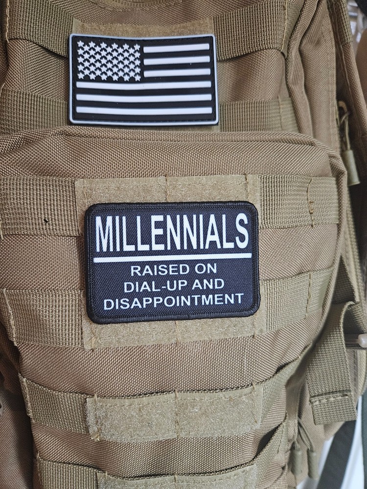 Millennials raised on dial up meme patch 2"x3" hook & loop backing morale patch