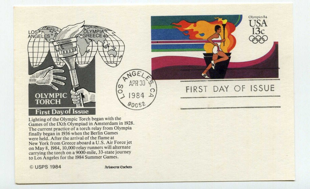 UX102 Olympic Torch, Aristocrat Cachets, FDC