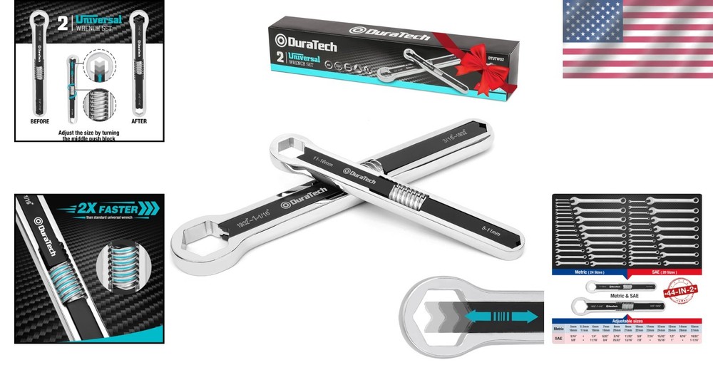 Adjustable Wrench Set - SAE & Metric, 44 Sizes, 2 Piece