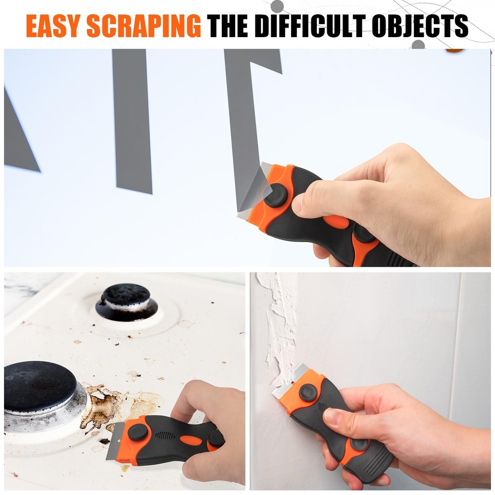 7 Pack Razor Blade Scraper Tool, Razor Scraper, Paint Scraper for Cleaning, W...