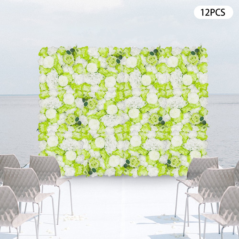 Artificial Flower Wall Panels - 12-Piece Silk Floral Decor 15x15 in