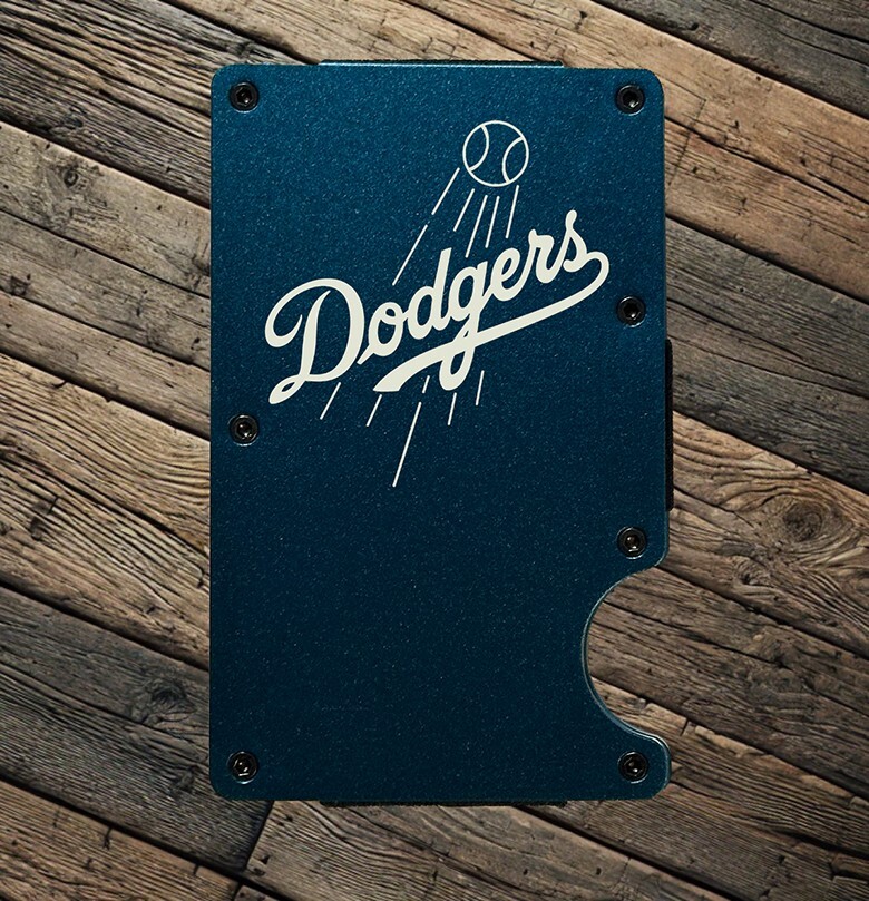LA Dodgers Thin Metal RFID Blocking Wallet Slim Tactical Laser Engraved