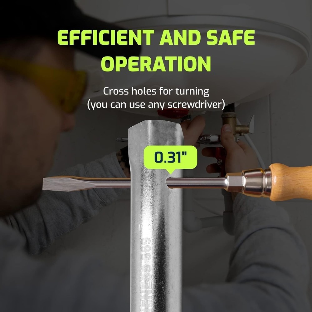 Rv Water Heater Anode Rod & Element Socket Wrench - 10" Dual Hex Extra Torque...
