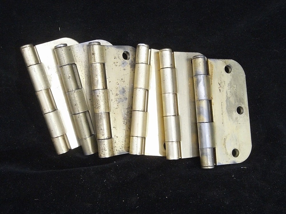 6 -3 1/2"- BRUSHED BRASS INTERIOR HINGES  NOS