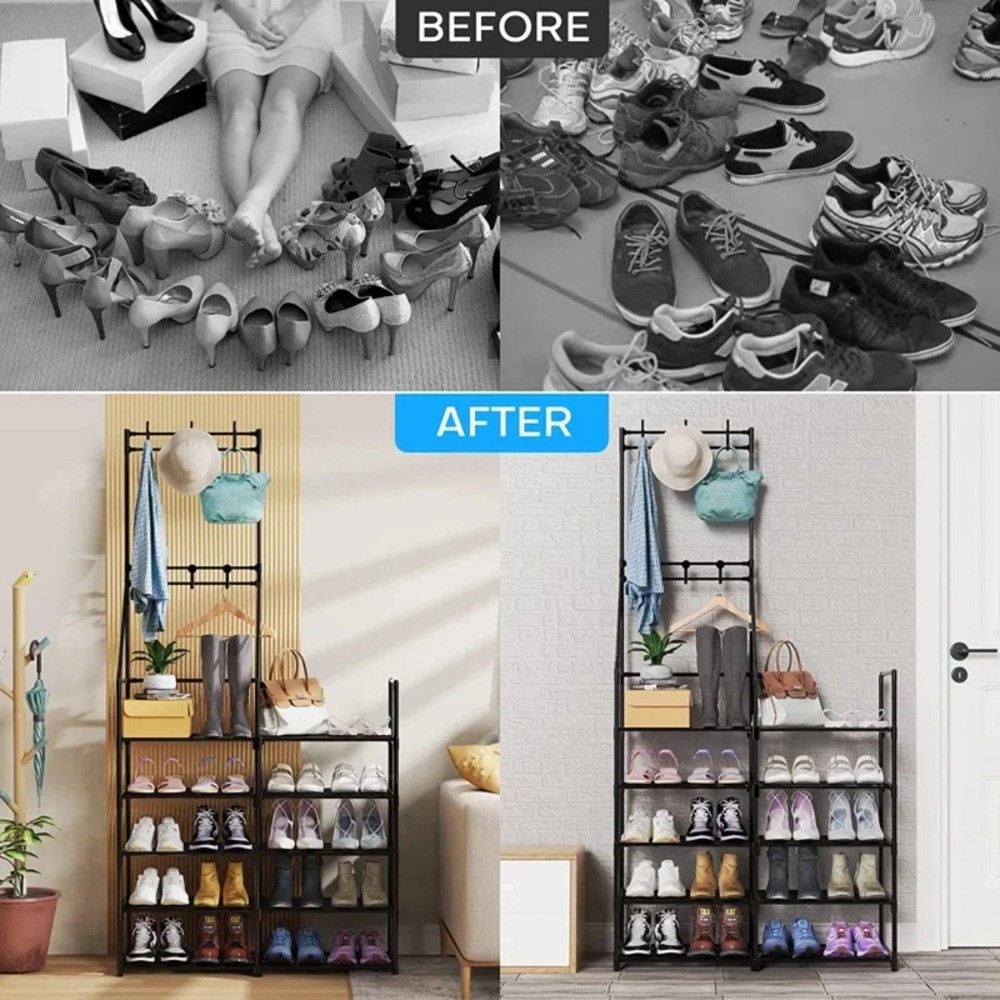 Double Row Hanging Shoe & Hat Rack