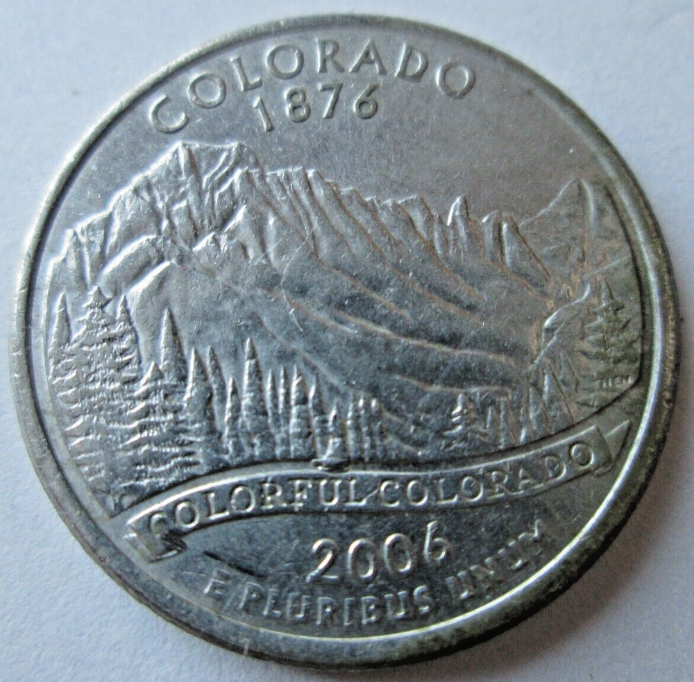 2006-P COLORADO STATE CLAD, REVERSE INTERIOR DIE BREAK ERROR, XF, CIRCULATED