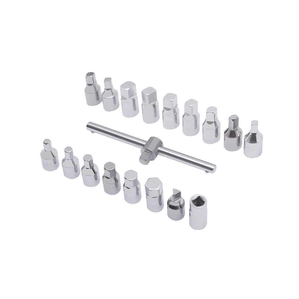18PCS Oil Drain Pipe Plug Square Triangle Socket 3/8'' Drive Removal Tool Set