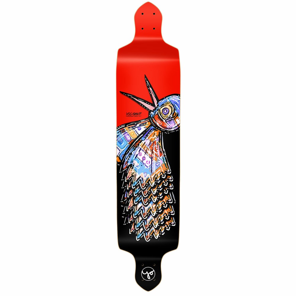 Yocaher Drop Down Longboard Deck - The Bird Red (DECK ONLY)