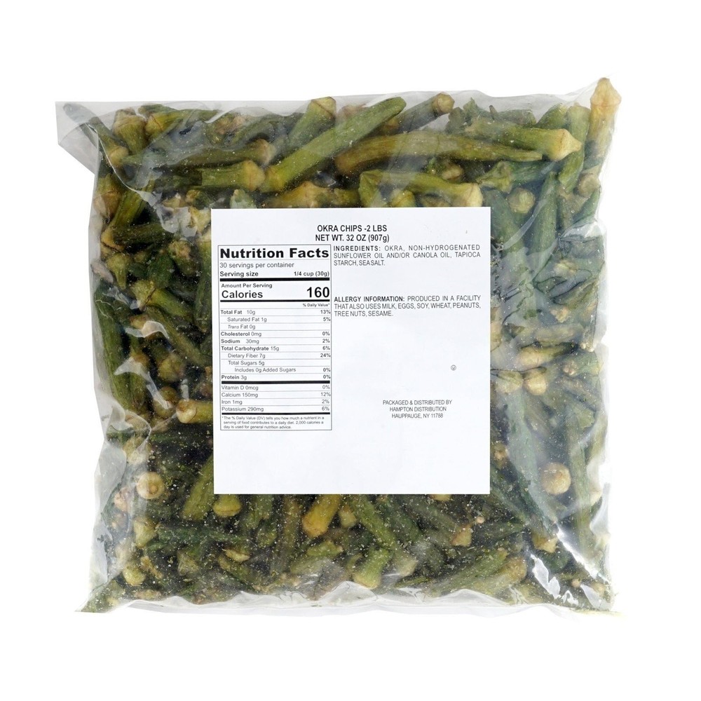 Okra Chips, 2 Pound Bag, Veggie Chips, Vegetable Snacks, The Hampton Popcorn...