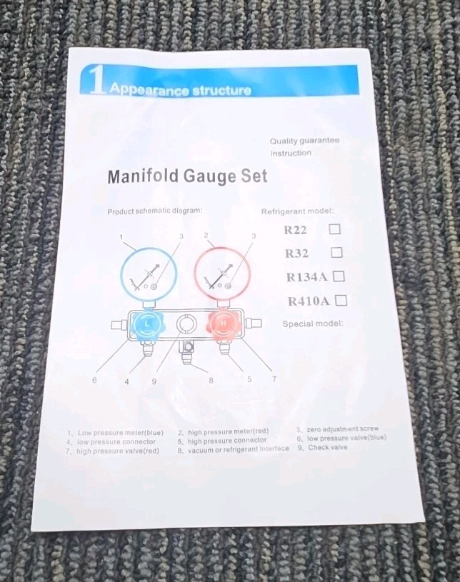1 Appearance Structure Manifold Guage Set with Hard Case