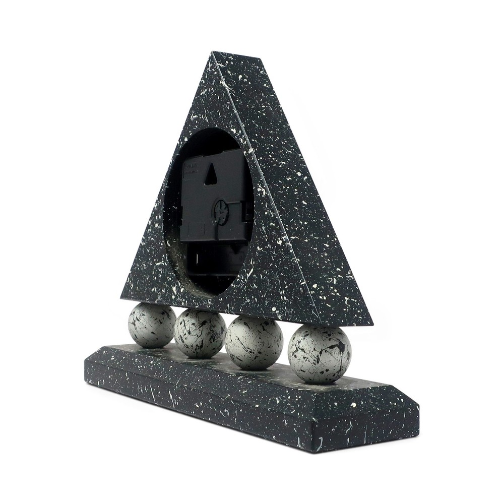 1980s Triangular Black Splatter Paint Desk Clock