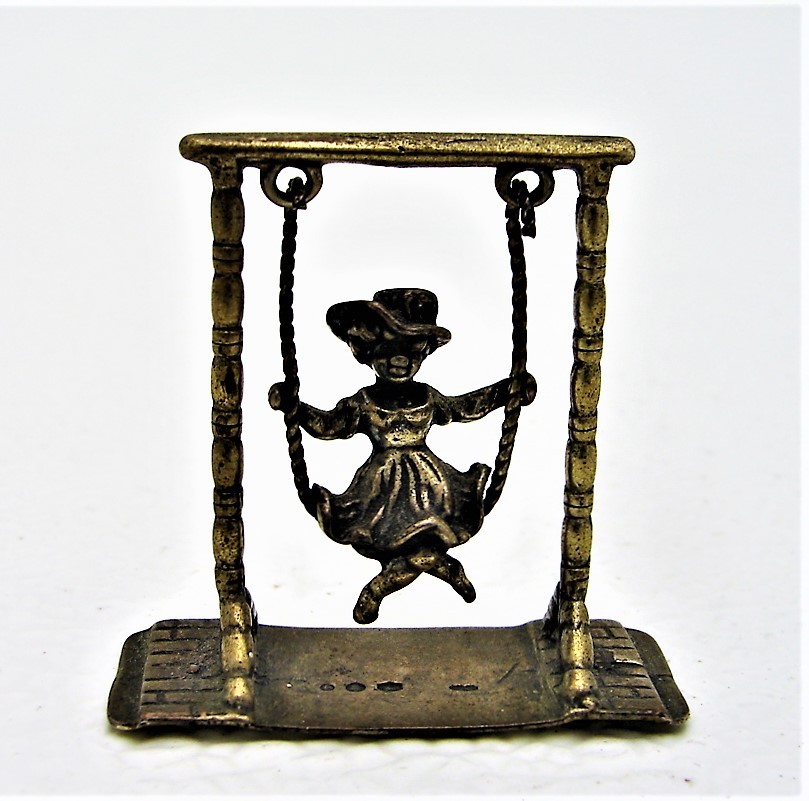 Dutch Solid Silver Figural Girl on Swing Hallmarked