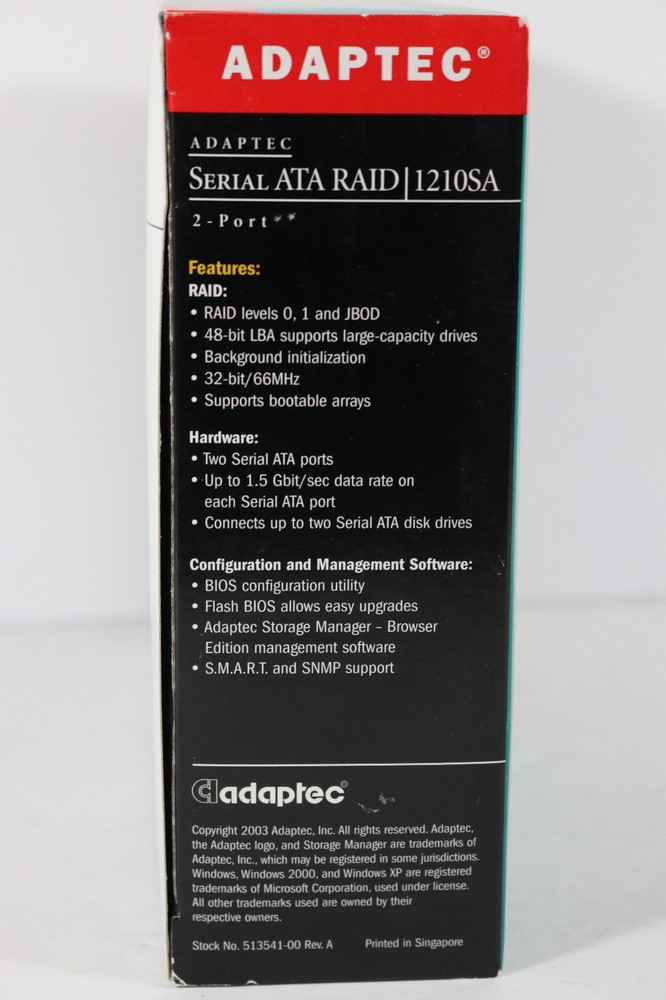 *NEW* Adaptec Serial ATA RAID 1210SA Controller Card