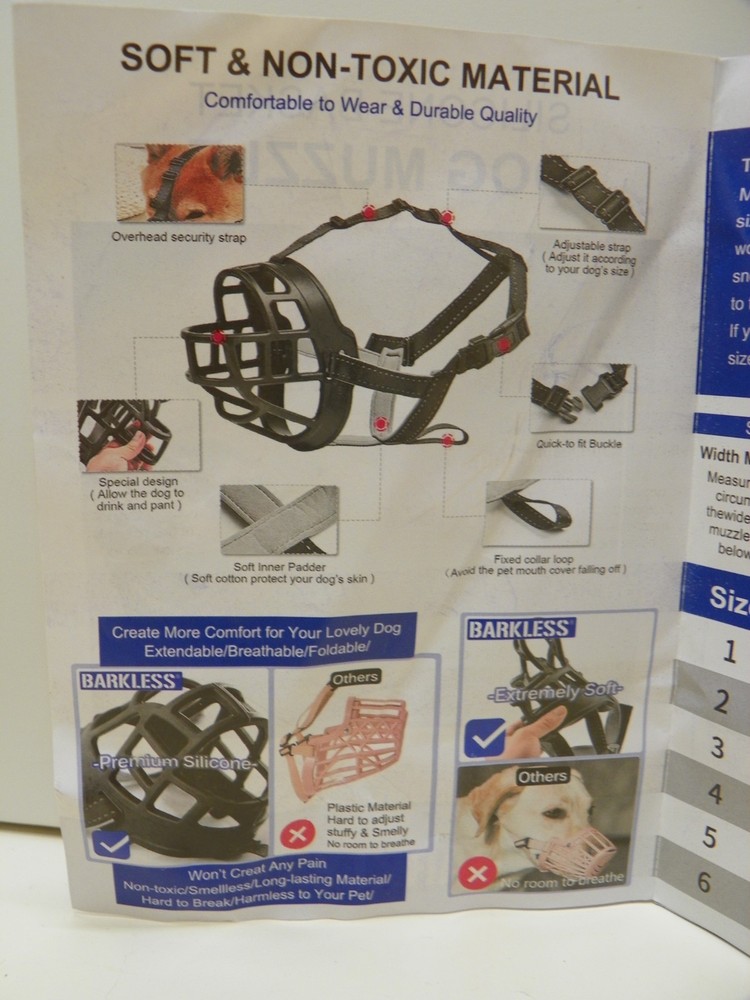 Barkless Silicone Basket Dog Muzzle size 3