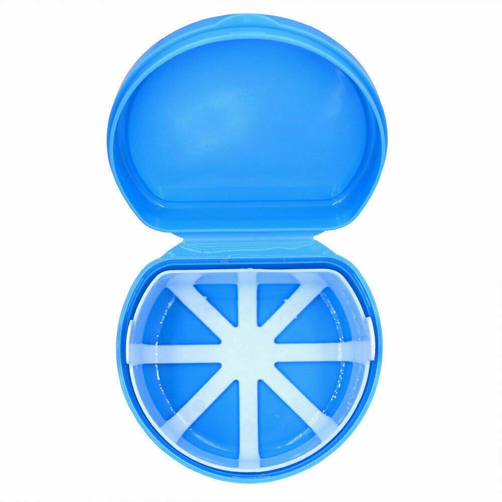 Dental Denture Storage Box False Teeth Case Container Mouthguard Container Blue