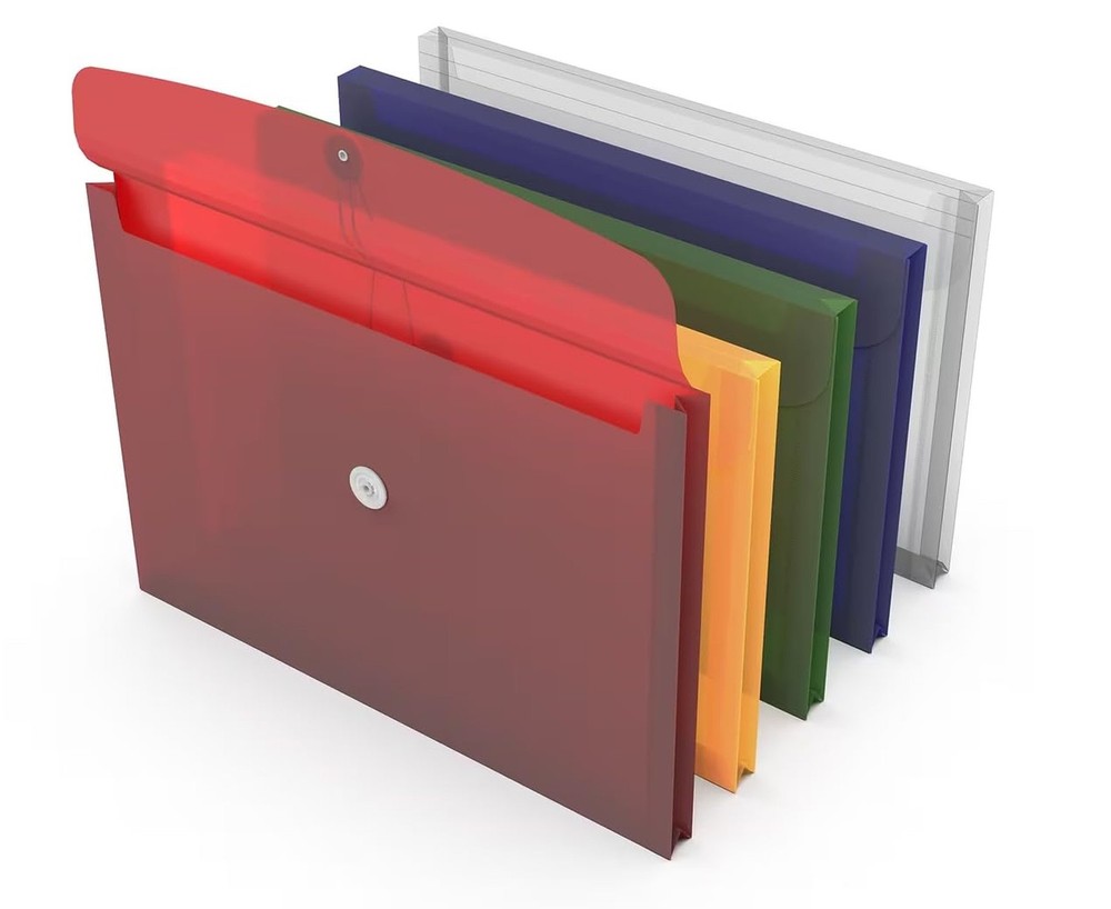 1InTheOffice Poly Envelopes Button & String Closure, Expanding Wallet, Legal ...