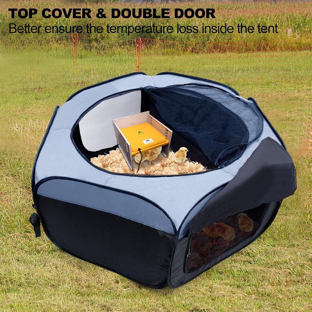 Brooder Box for Chick Starter Kit, Baby Chicken Brooder Pen/Playpen/Tent Pop-...