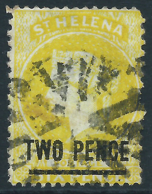 St Helena, Sc #26, 2d on 6d, Used