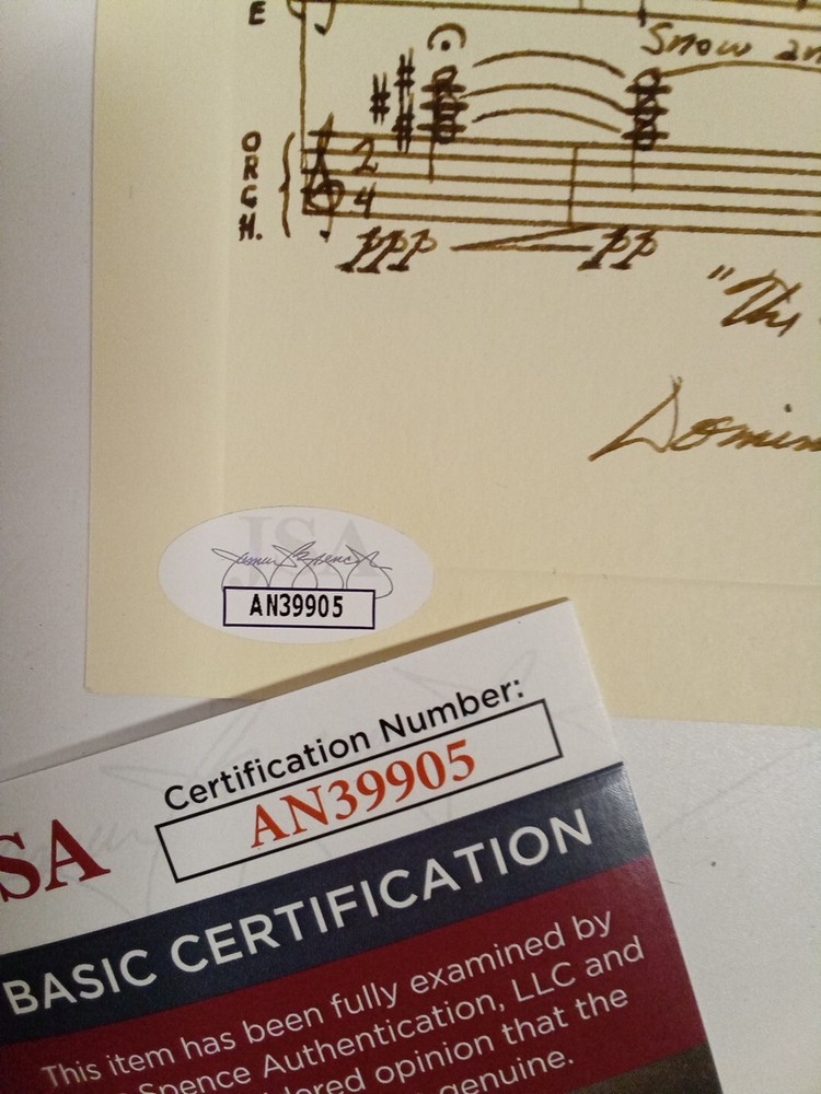 Dominick Argento Inscribed Autograph Musical Quotation Signed JSA -1 #