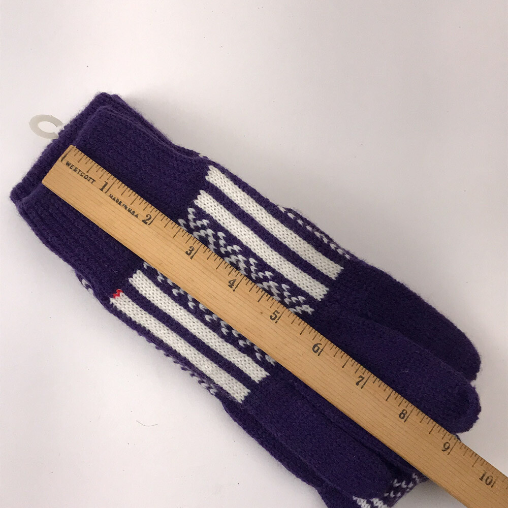 Knit Purple White Pattern Gloves and matching headband set