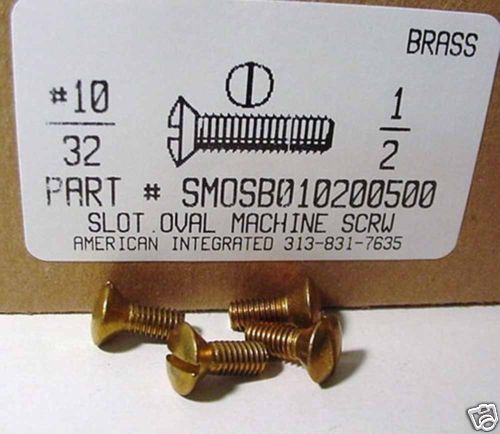 #10-32x1/2 Oval Head Slotted Machine Screws Solid Brass (15)
