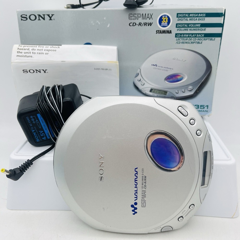 Sony Walkman D-E351 Portable CD Player Boxed Working Silver