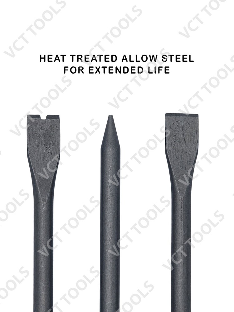 3pc 7" Air Chisel Set | Bolt Cutter, Flat & Tapered Bits | Pneumatic Tool Ki