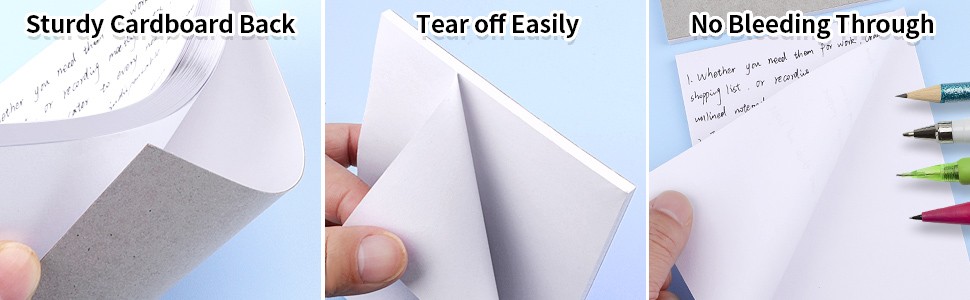 Note Pads In, Blank Notepad, White Scratch Pads for Writing, 50