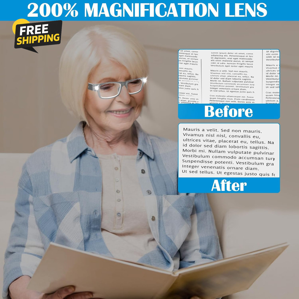 200% Magnifying Glasses with Light,Usb Rechargeable LED Lighted Magnifying