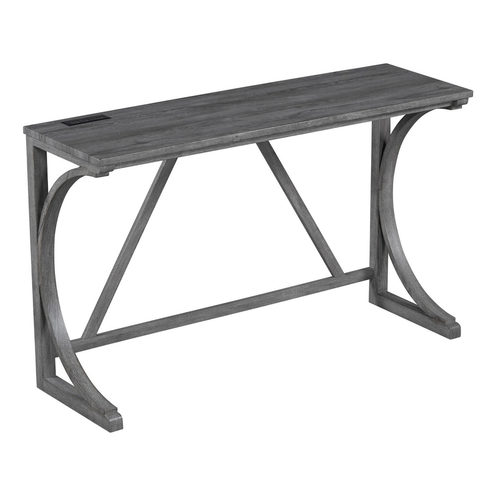 4 Piece Bar Table Set Dining Kitchen Table with 3 Stools and Power Outlet