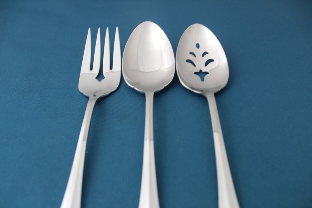 3pc Serving Tablespoon Fork Pierced Oneida ROYAL FLUTE Community