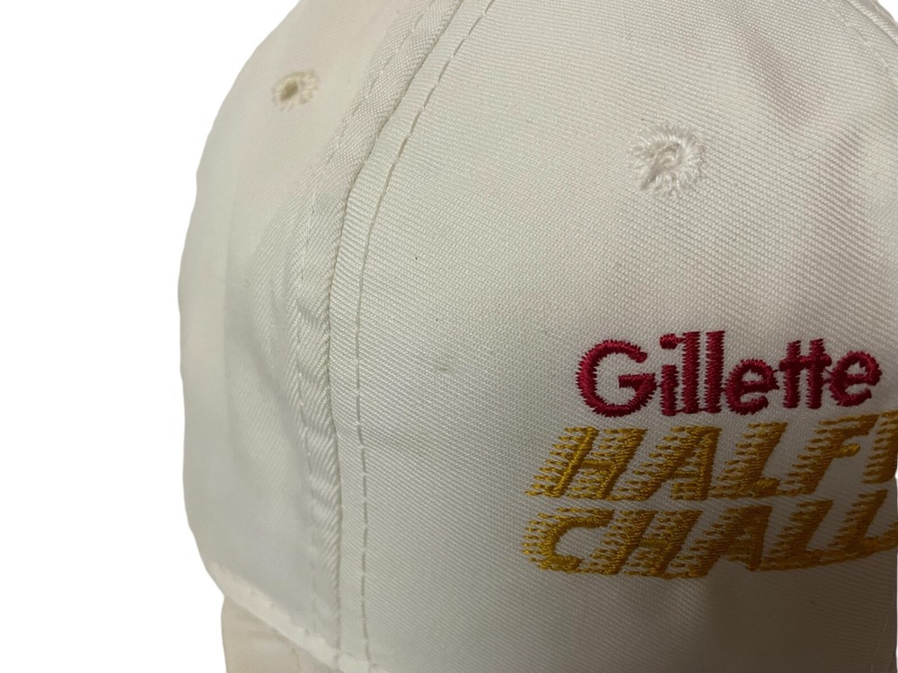 Vintage Gillette Halfway Challenge Racing Baseball Ball Cap Hat White Adjustable