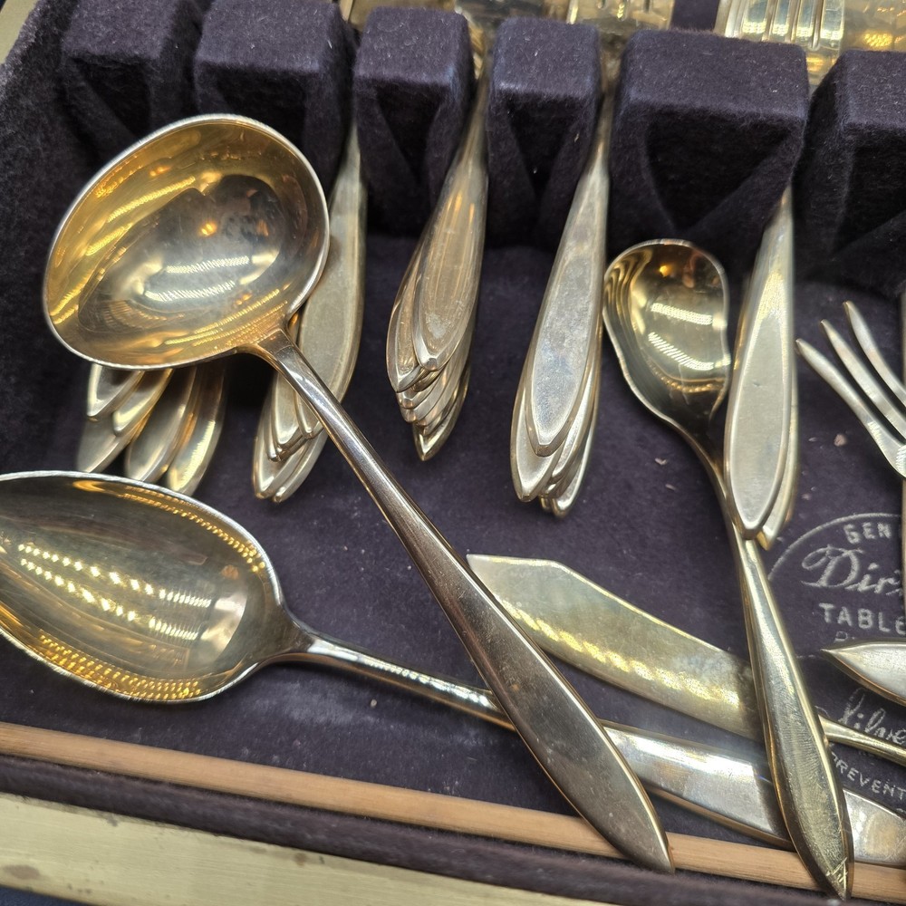 Dirilyte Regal Flatware Gold Dinnerware 93 Piece Vintage With Case Paperwork