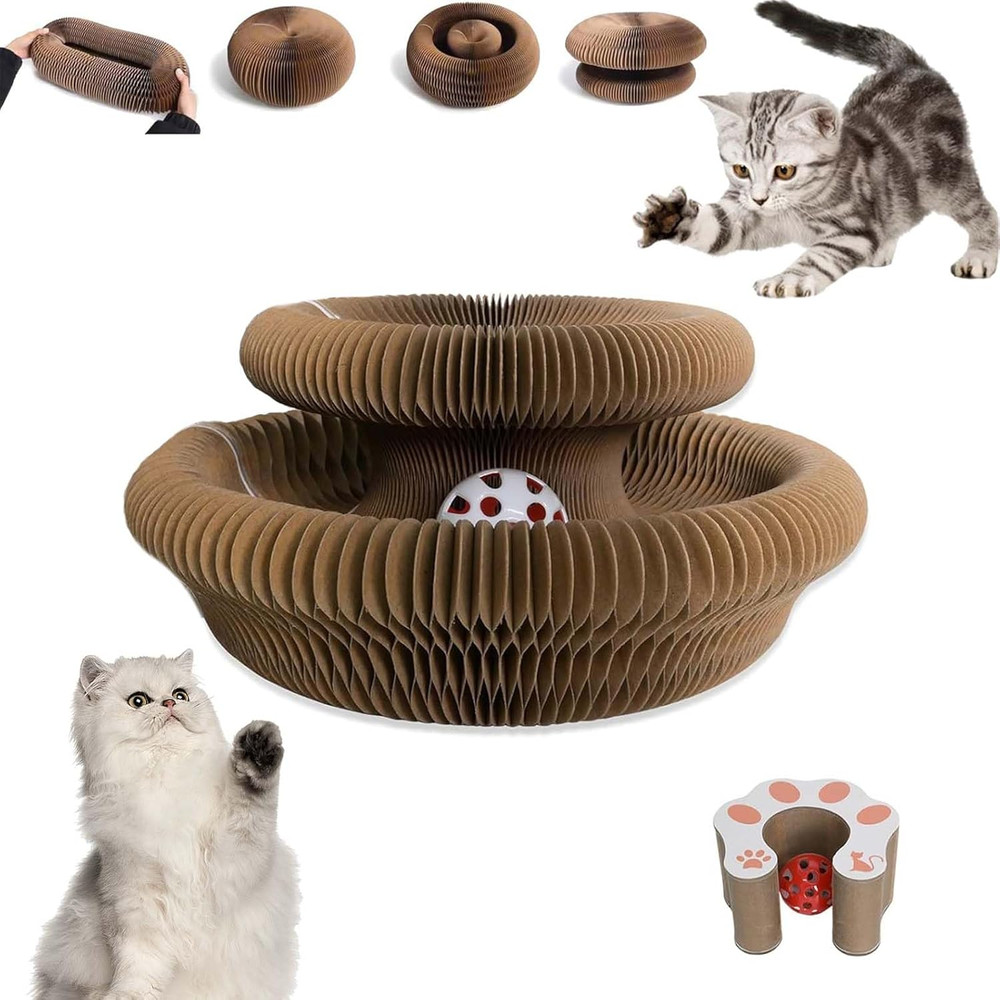 Kitty Curls Cat Toy Kurlz, Interactive Scratch Pad, Foldable Accordion,Recyclabl