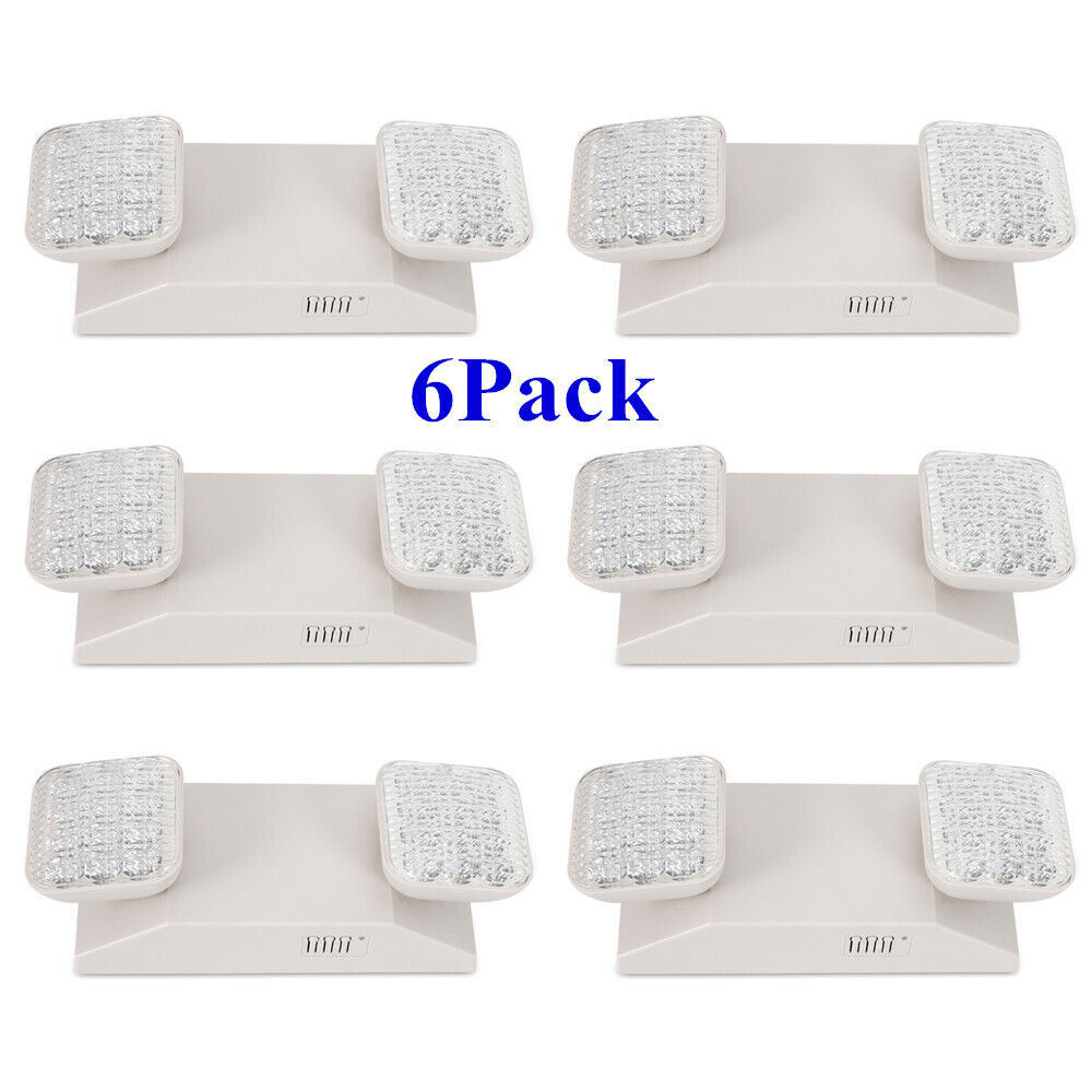 6 Pack LED Emergency Exit Light Adjustable 2 Head With Battery Back-up 924 US