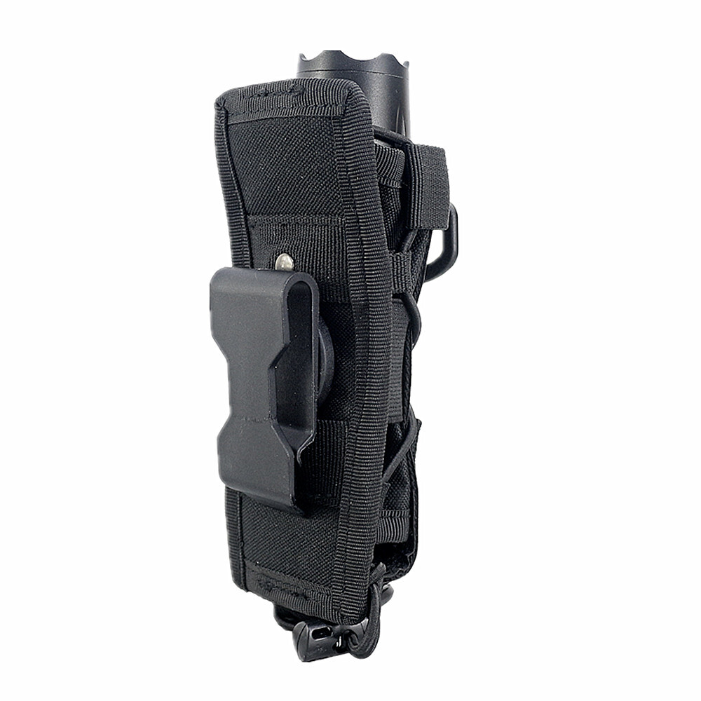 Tactical Open-top Molle Flashlight Holder for Belt 360 Degrees Rotatable Holder