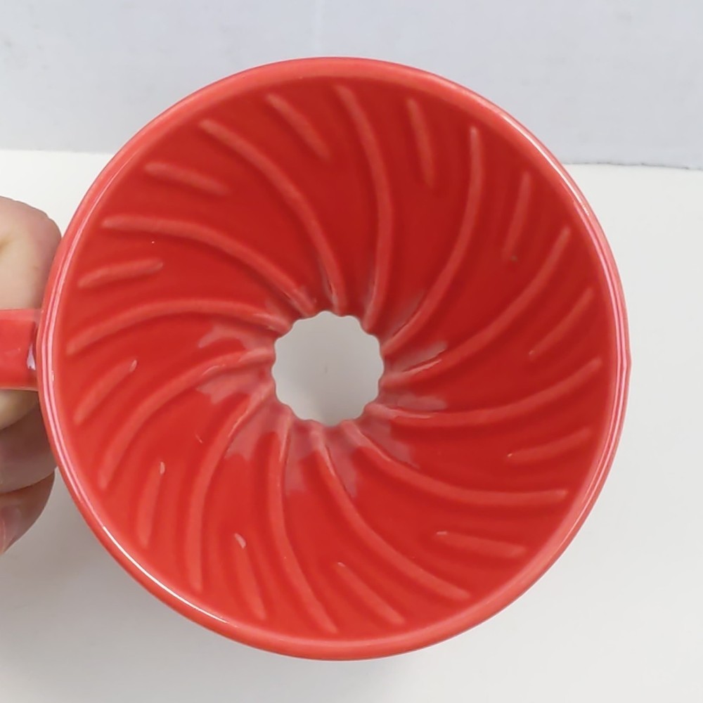 MeCraft Red Ceramic Pour Over Coffee Dripper Cone Mug Style Brewer Single Cup