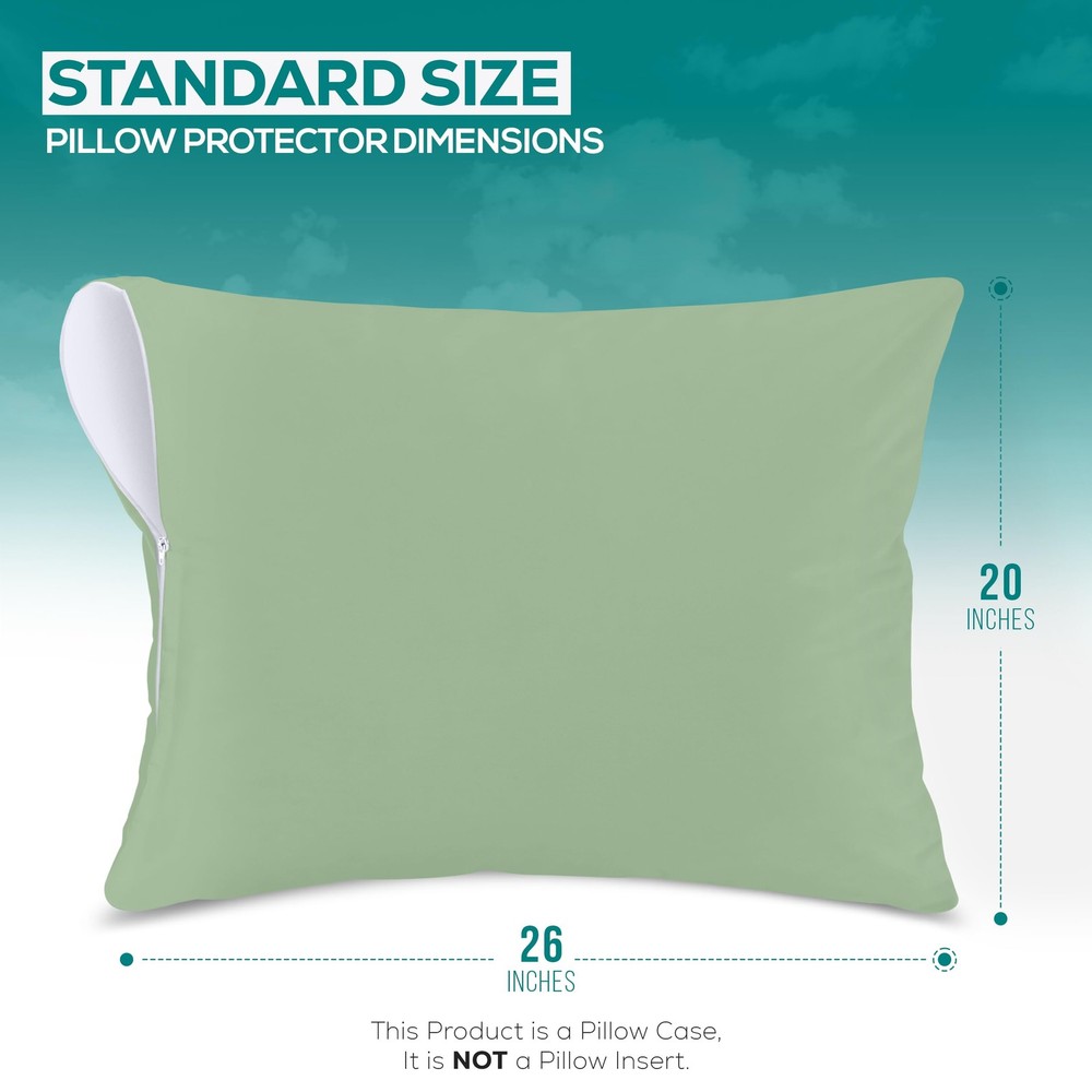 Pillow Protectors 20x26, Waterproof 2 Pack, Green