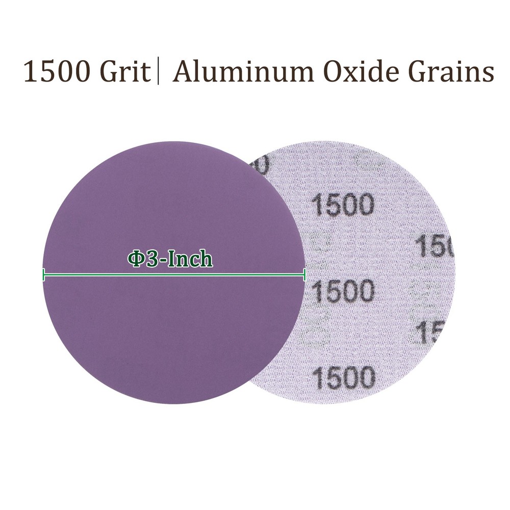 20pcs Sanding Discs Hook & Loop Backing-[3 Inch x 1500 Grits] Purple Sandpapers