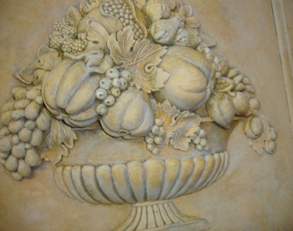Fruit Basket Wall plaque backsplash stone tile home kitchen marble relief decor