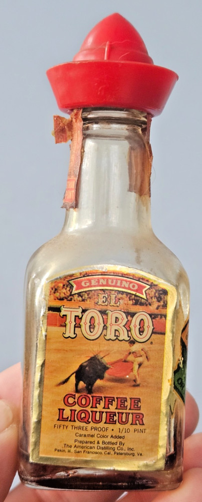 El Toro Coffee Liqueur mini glass empty bottle