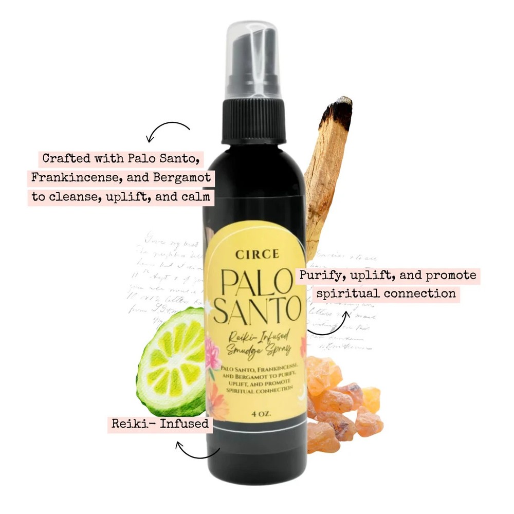 Palo Santo Smudge Spray 4 oz., meditation aromatherapy mist