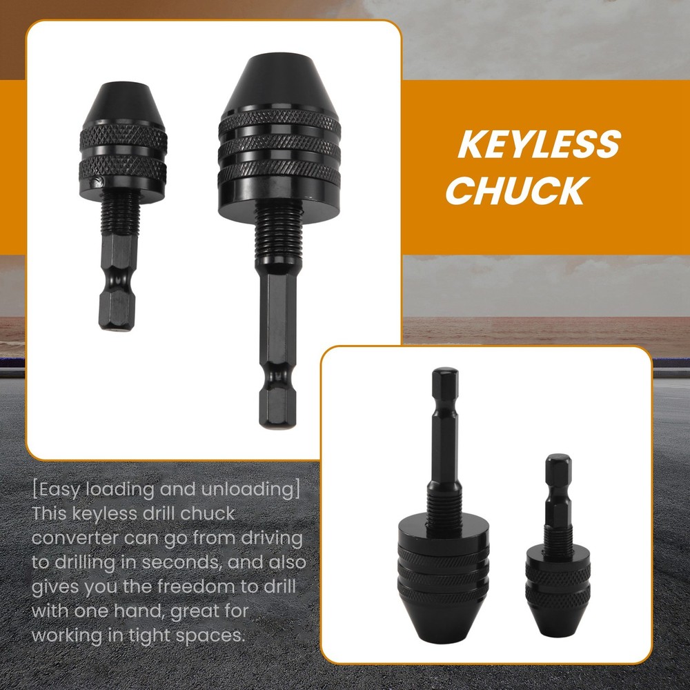 2Pcs Hex Shank Keyless Drill Chuck, Screwdriver Converter Drill Adapter 1137