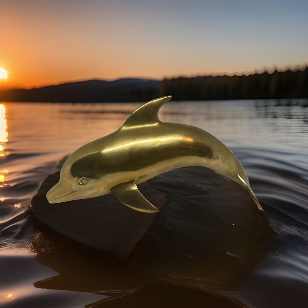 Large Brass Dolphin 14 inches 3lb 4oz | Sets on Nose & Tail